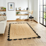 Savannah Jute Scallop Black Natural Rug