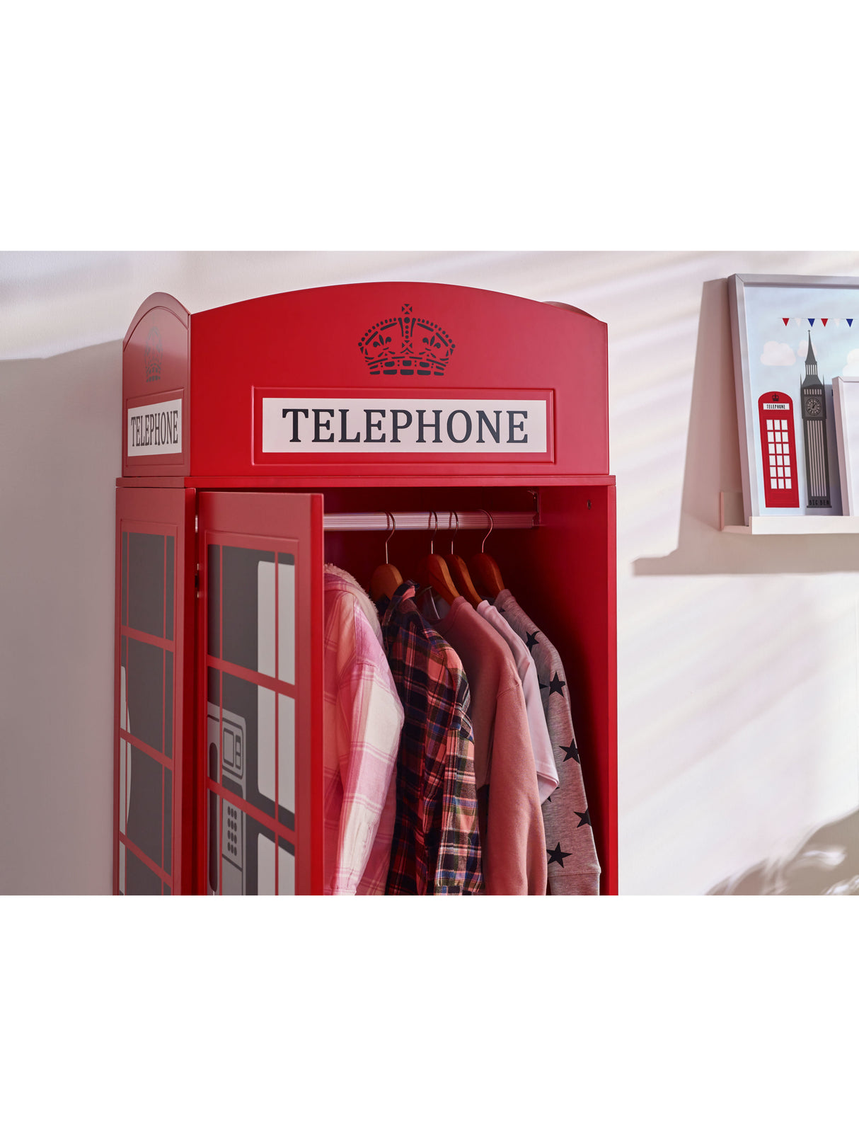 Telephone Box 1 Door Wardrobe with Shelf