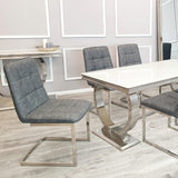 Tara Dining Chair in Dark Grey Leather