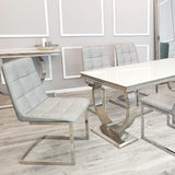 Tara Dining Chair in Light Grey Leather