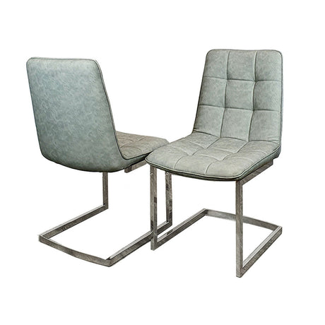 Tara Dining Chair in Light Grey Leather