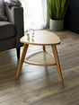 Vera Triangular Side Table with Rattan Shelf