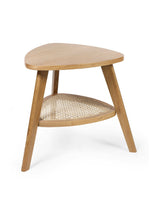 Vera Triangular Side Table with Rattan Shelf