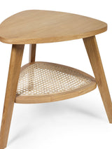 Vera Triangular Side Table with Rattan Shelf