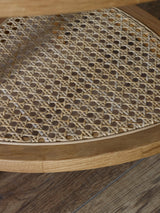 Vera Triangular Side Table with Rattan Shelf