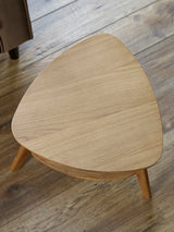Vera Triangular Side Table with Rattan Shelf