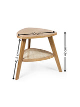 Vera Triangular Side Table with Rattan Shelf