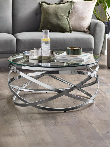Vienna Round Glass Top Spiral Frame Coffee Table