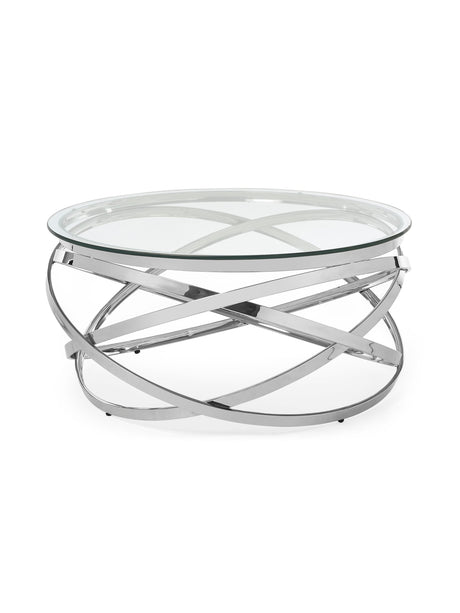 Vienna Round Glass Top Spiral Frame Coffee Table