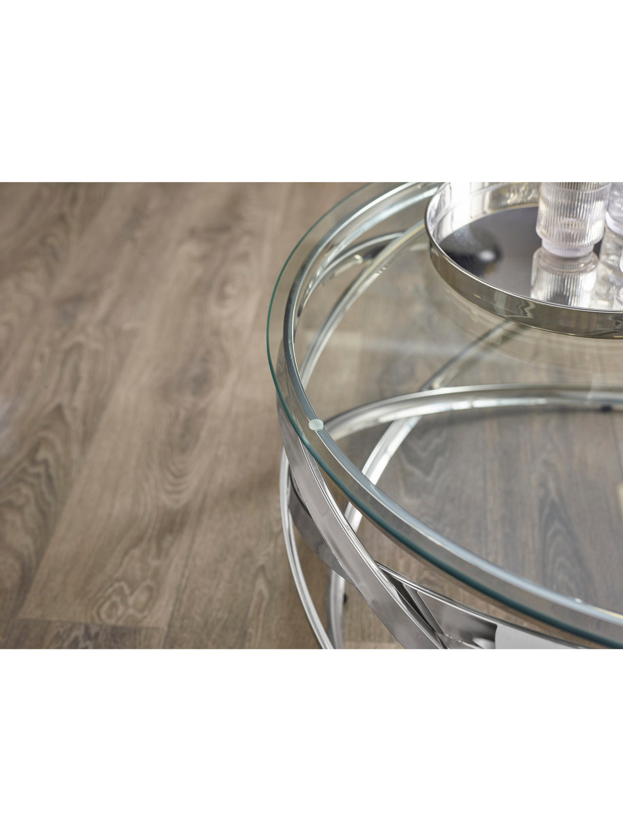 Vienna Round Glass Top Spiral Frame Coffee Table