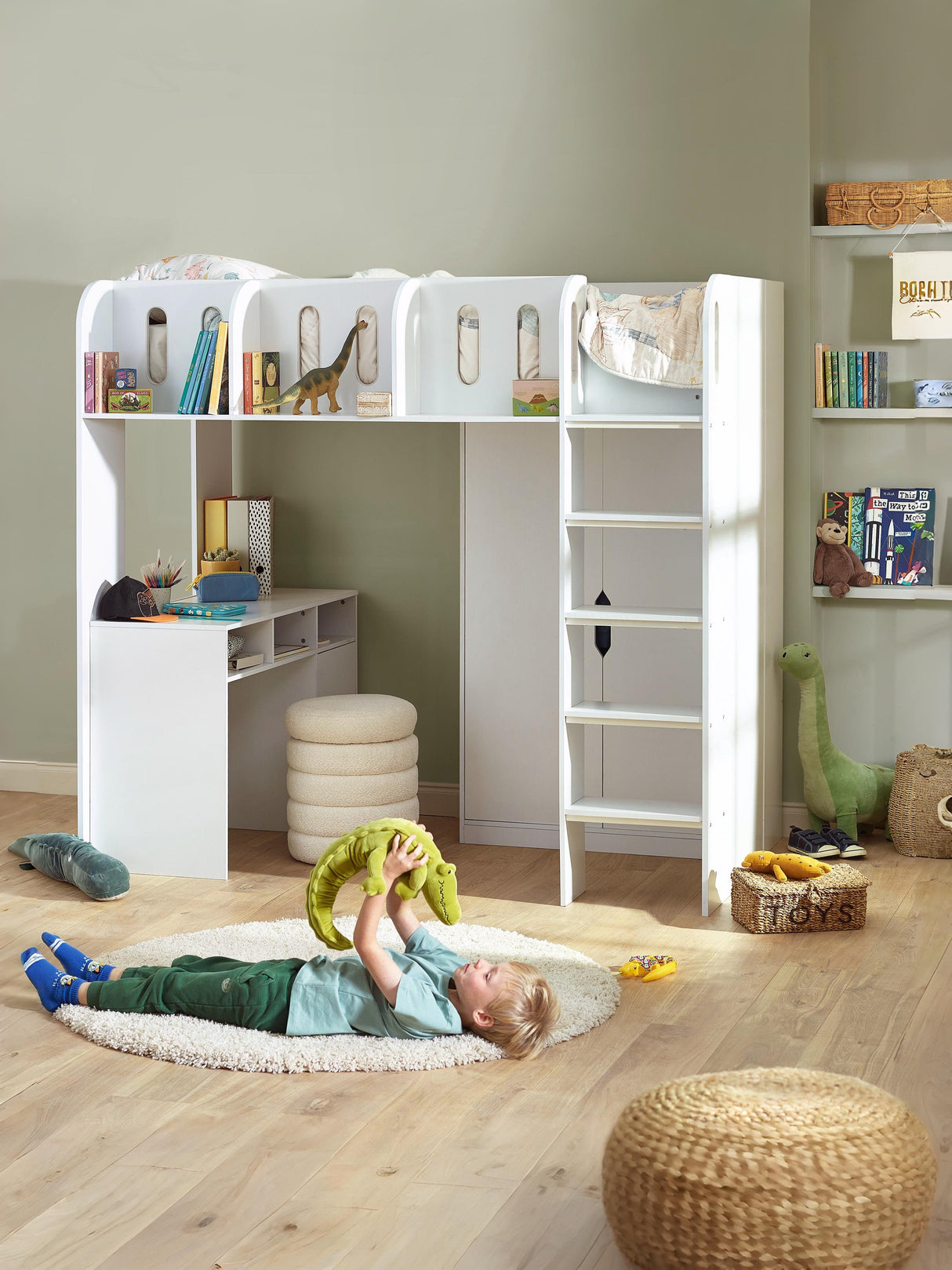Vision High Sleeper Bed with Desk and Storage