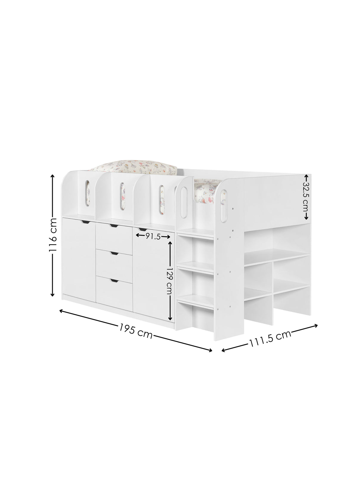 Vision Mid Sleeper Bed with Storage