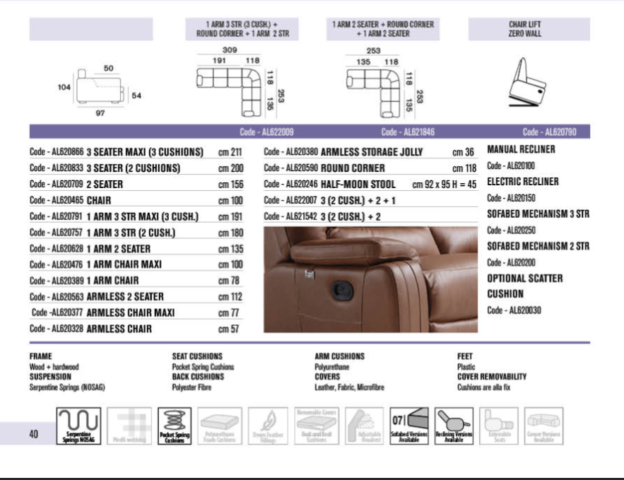 Aldebaran Italian Recliner Sofa Range