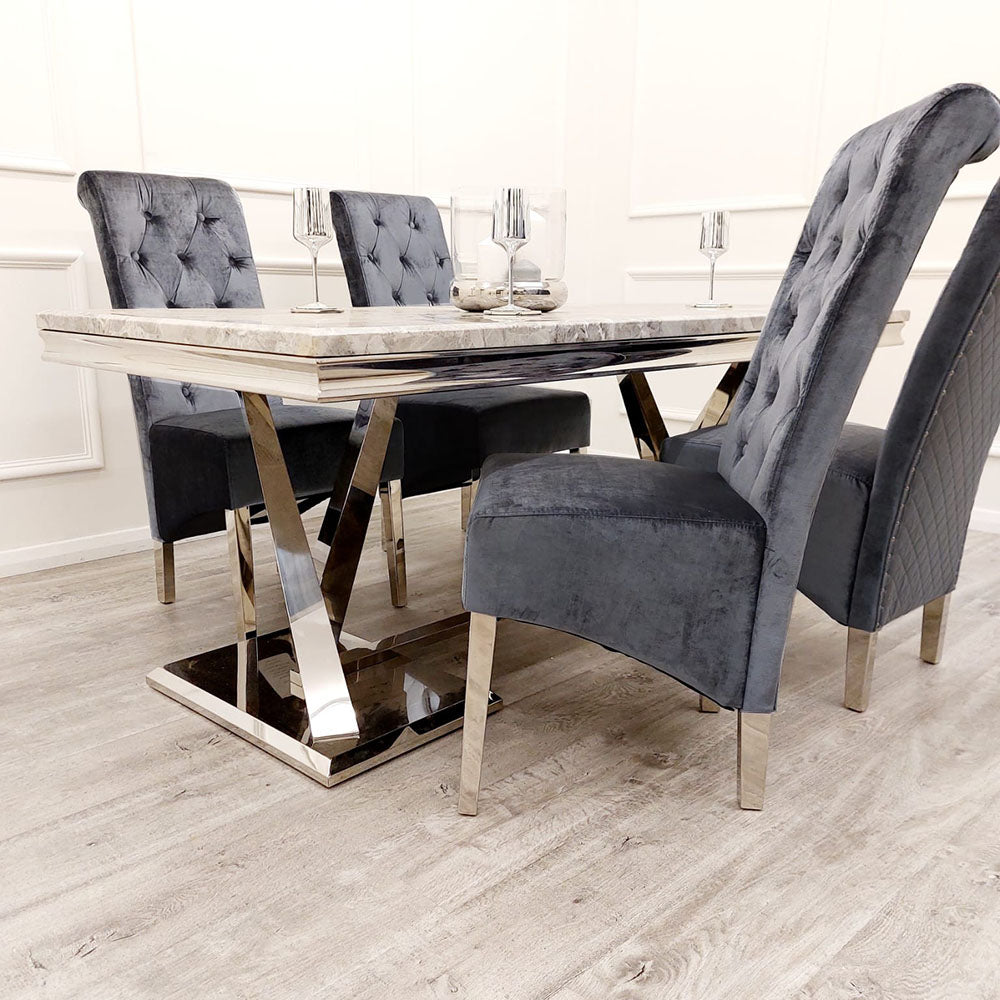 Emma Dining Chair - With Lion Knocker & Quilted Back