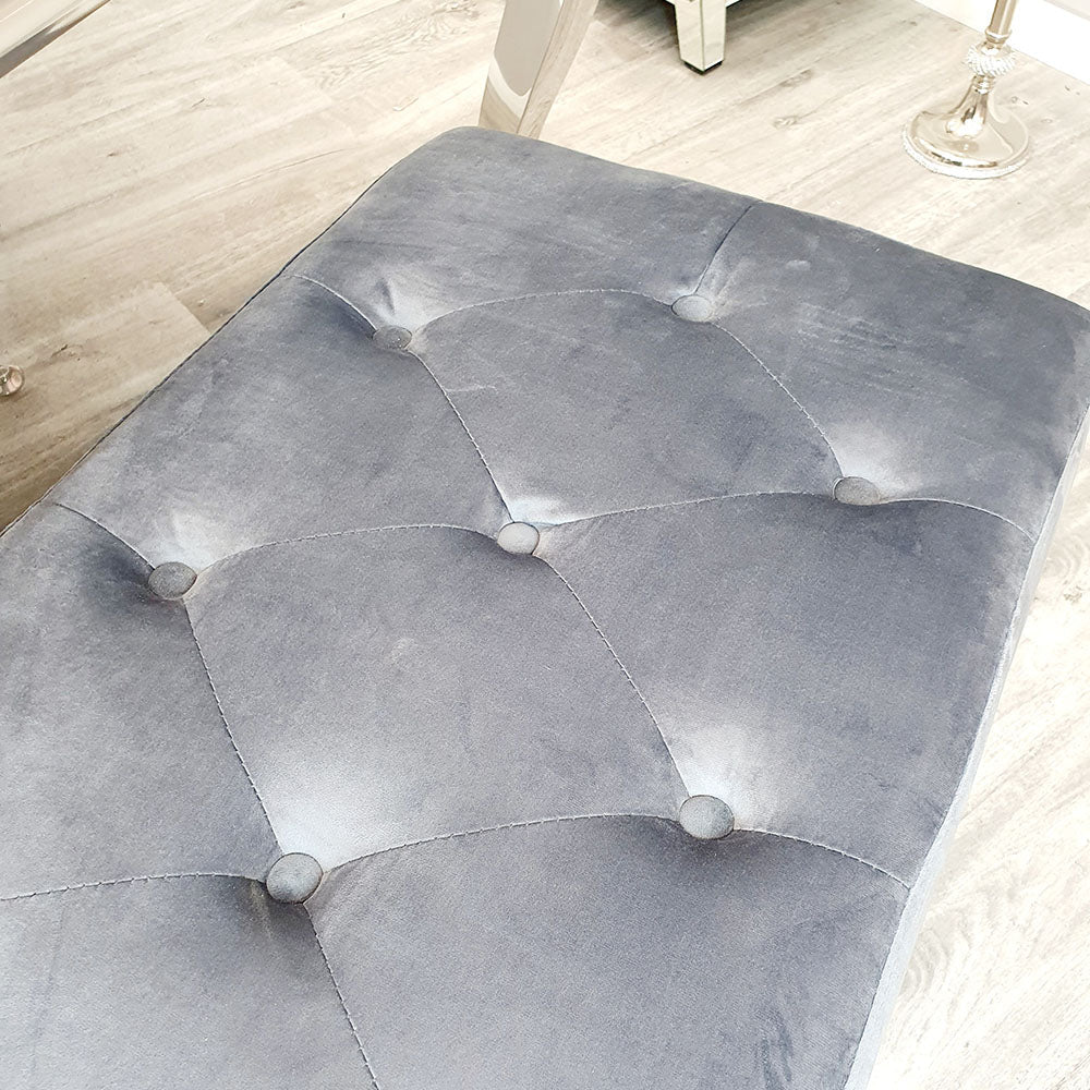 Louis Dining Bench in Dark Grey Velvet