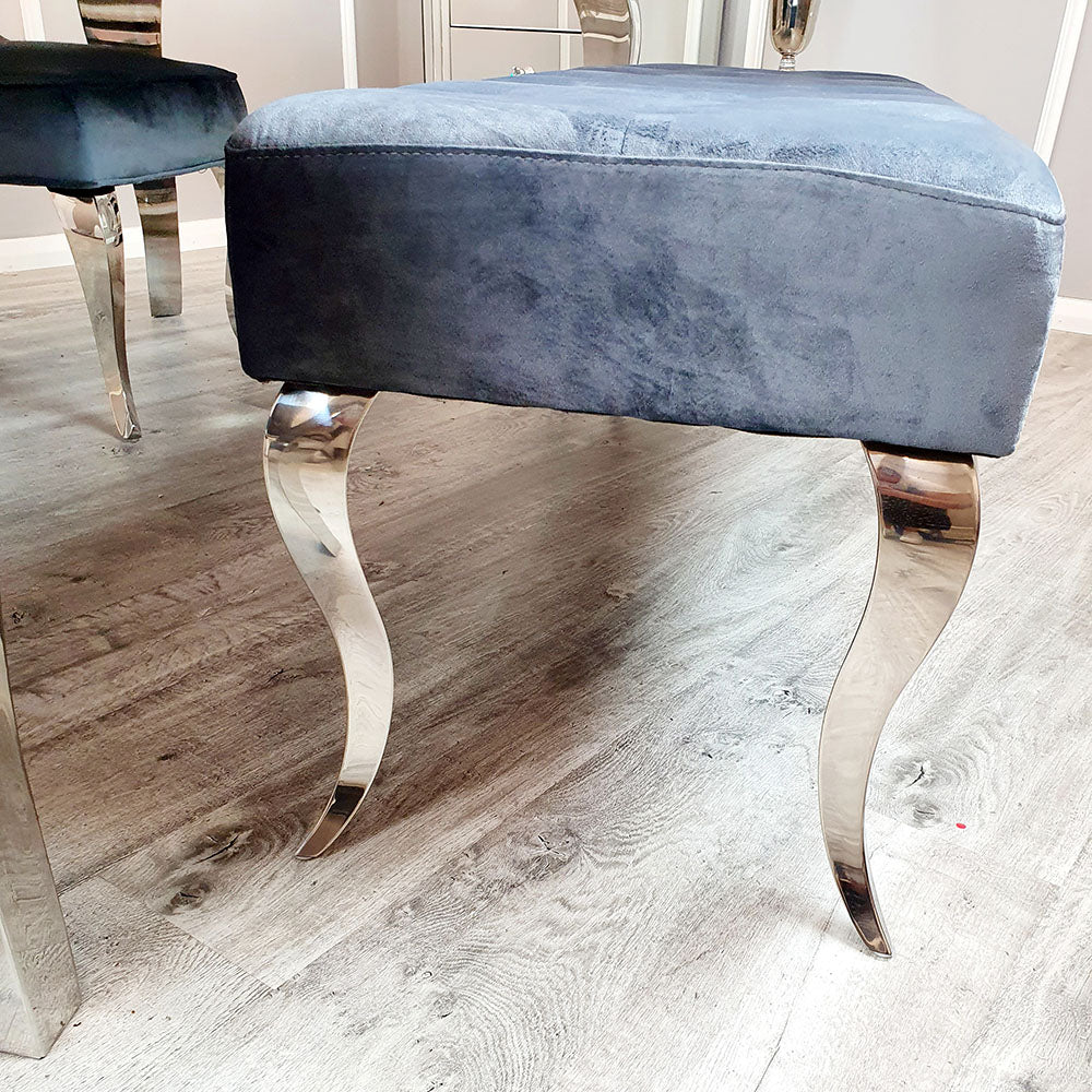 Louis Dining Bench in Dark Grey Velvet