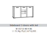 San Martino Armony Grey 3 Door Sideboard with LED Lights
