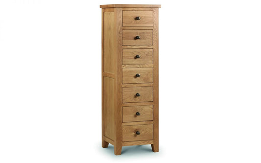 Marlborough Oak 7 Drawer Narrow Chest