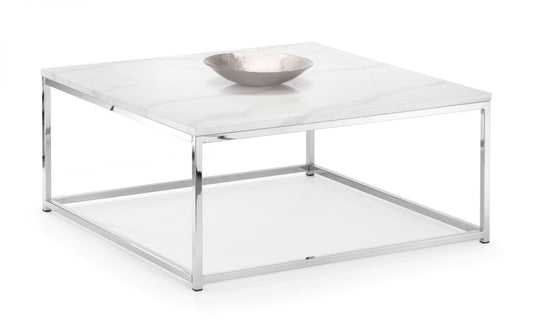 Scala White Marble Top Square Coffee Table