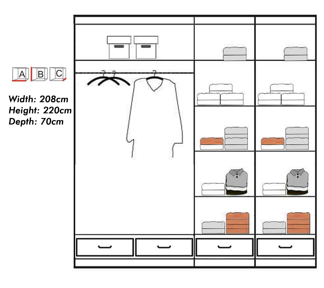 Sycylia 203cmWardrobe