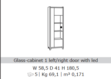 San Martino Hilton 1 Door Display Cabinet