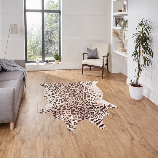 Faux Leopard Print Brown Beige