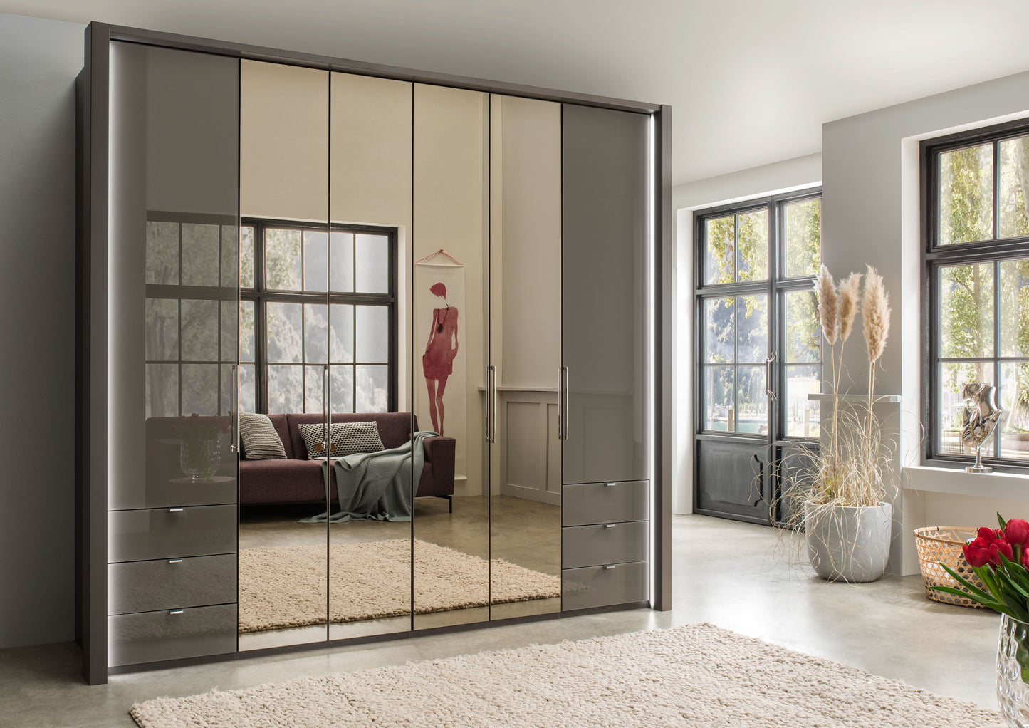 Wiemann - Kansas 6 Door Bi-Fold Wardrobe With Drawers