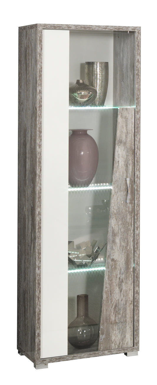 San Martino Kronos Italian High Gloss 1 Door Display Cabinet with LED Light