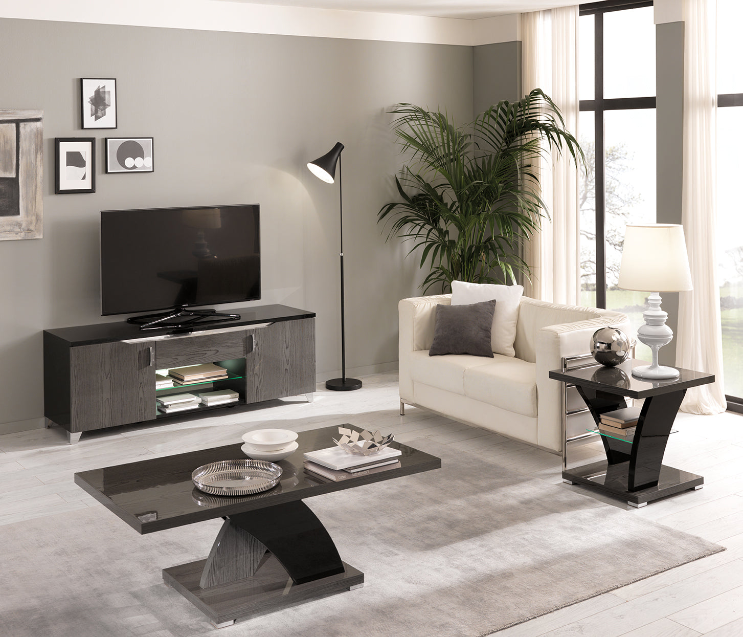 San Martino Metropol Grey 2 Door TV Unit Mobel Floors