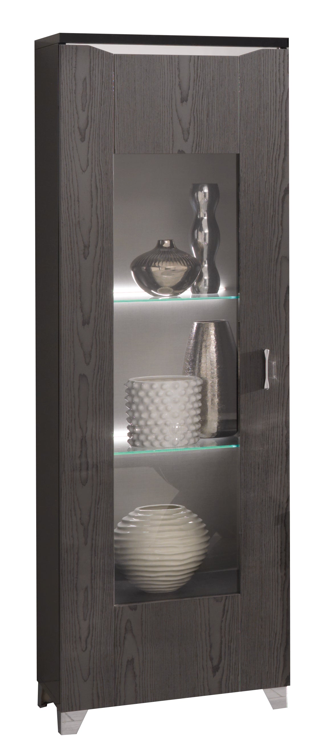 San Martino Metropol Grey 1 Door Glass Cabinet