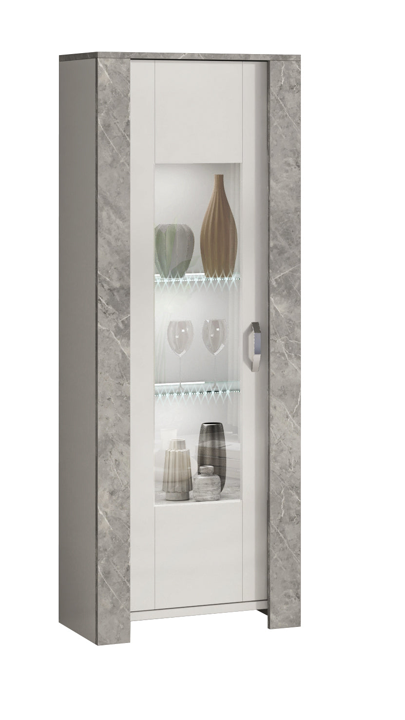 San Martino Vivaldi White and Marble 1 Door Glass Cabinet