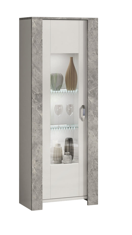 San Martino Vivaldi White and Marble 1 Door Glass Cabinet