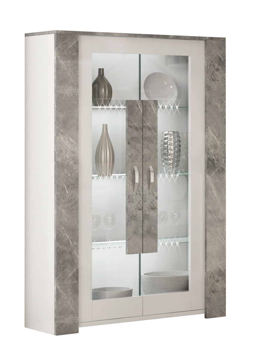 San Martino Vivaldi White and Marble 2 Door Glass Cabinet