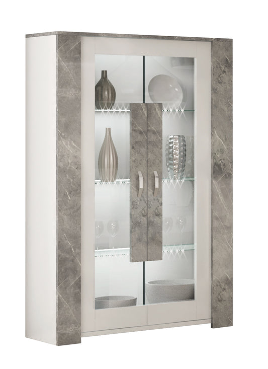 San Martino Vivaldi White and Marble 2 Door Glass Cabinet