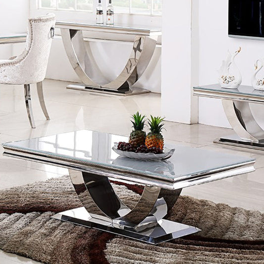 Arial Coffee Table with Grey Glass Top