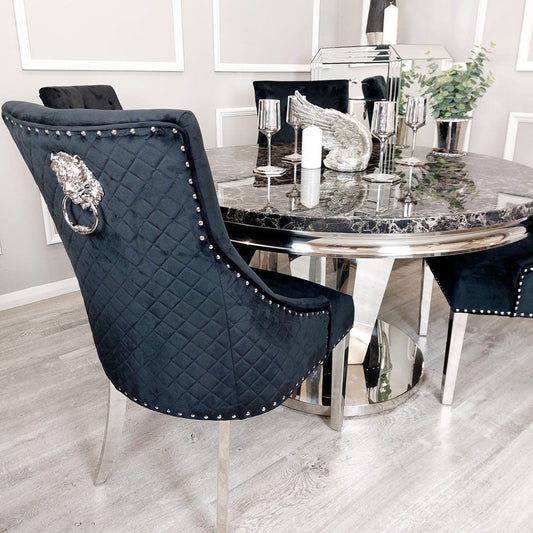 Bentley Dining Chair - With Lion Knocker & Quilted Back