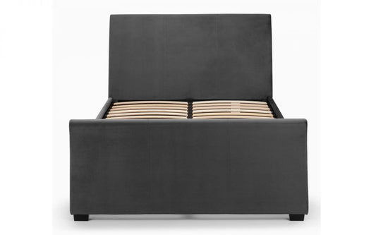 Capri Fabric Bed with 2 Drawers - Dark Grey Velvet