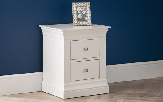 Clermont 2 Drawer Bedside - White