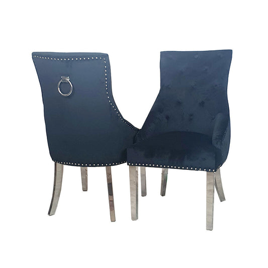 Duke Dining Chair in Black Velvet