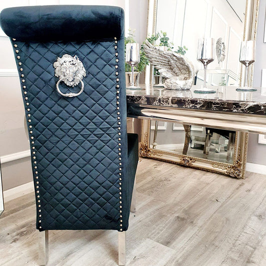 Emma Dining Chair - With Lion Knocker & Quilted Back