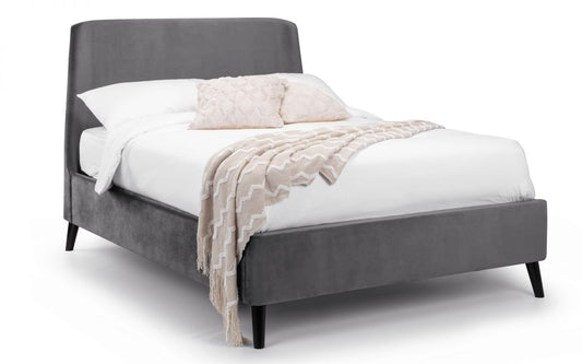 Frida Curved Velvet Bed - Grey