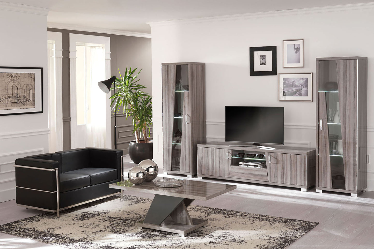 San Martino Glamour Grey Walnut TV Unit With LED Light