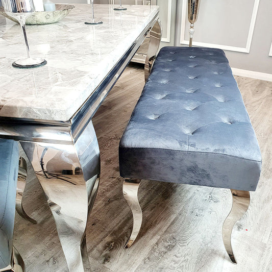 Louis Dining Bench in Dark Grey Velvet