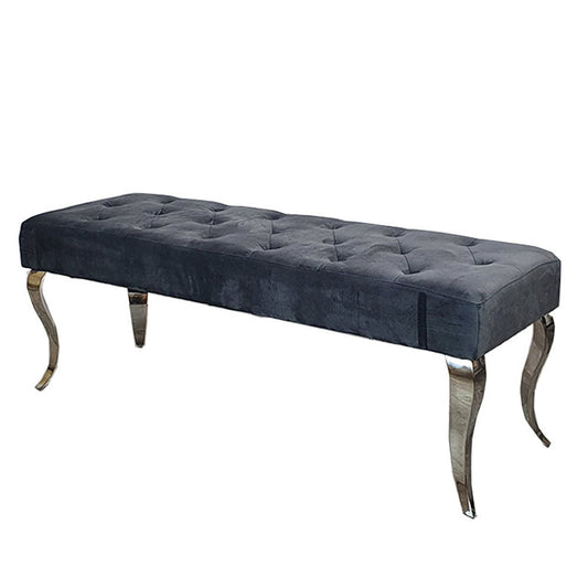 Louis Dining Bench in Dark Grey Velvet