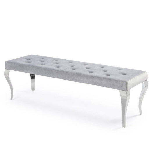 Imperial/Louis Velvet Dining Bench in Light Grey - 1.3 (8674)