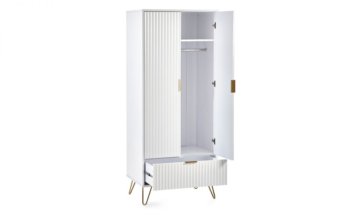 Murano 2 Door 1 Drawer Wardrobe - Matte White