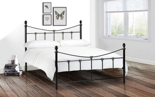 Rebecca Bed - Satin Black / Antique Gold