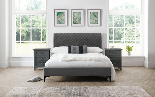 Sanderson Diamond Quilted Velvet Bed