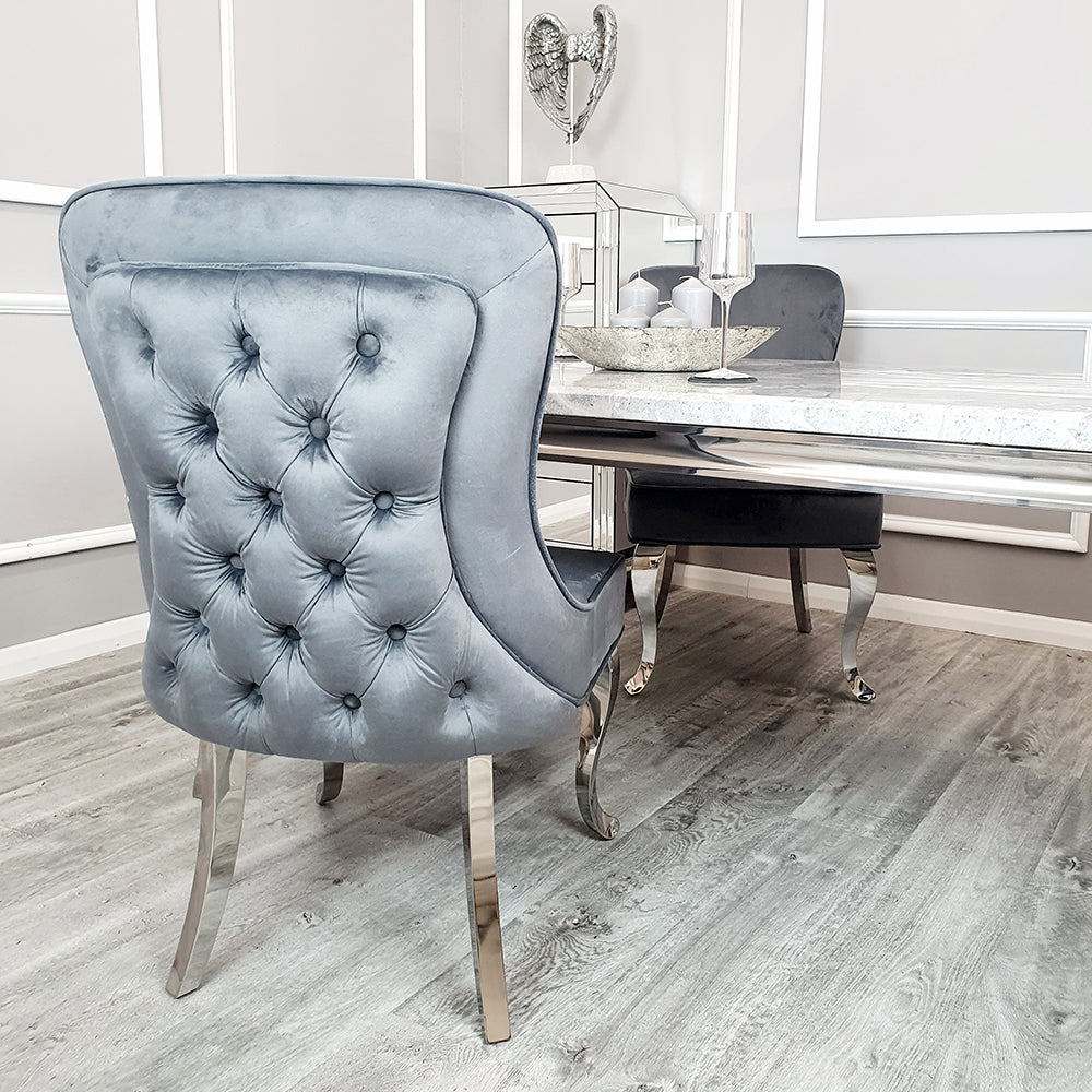 Sandhurst Dining Chair in Dark Grey Velvet