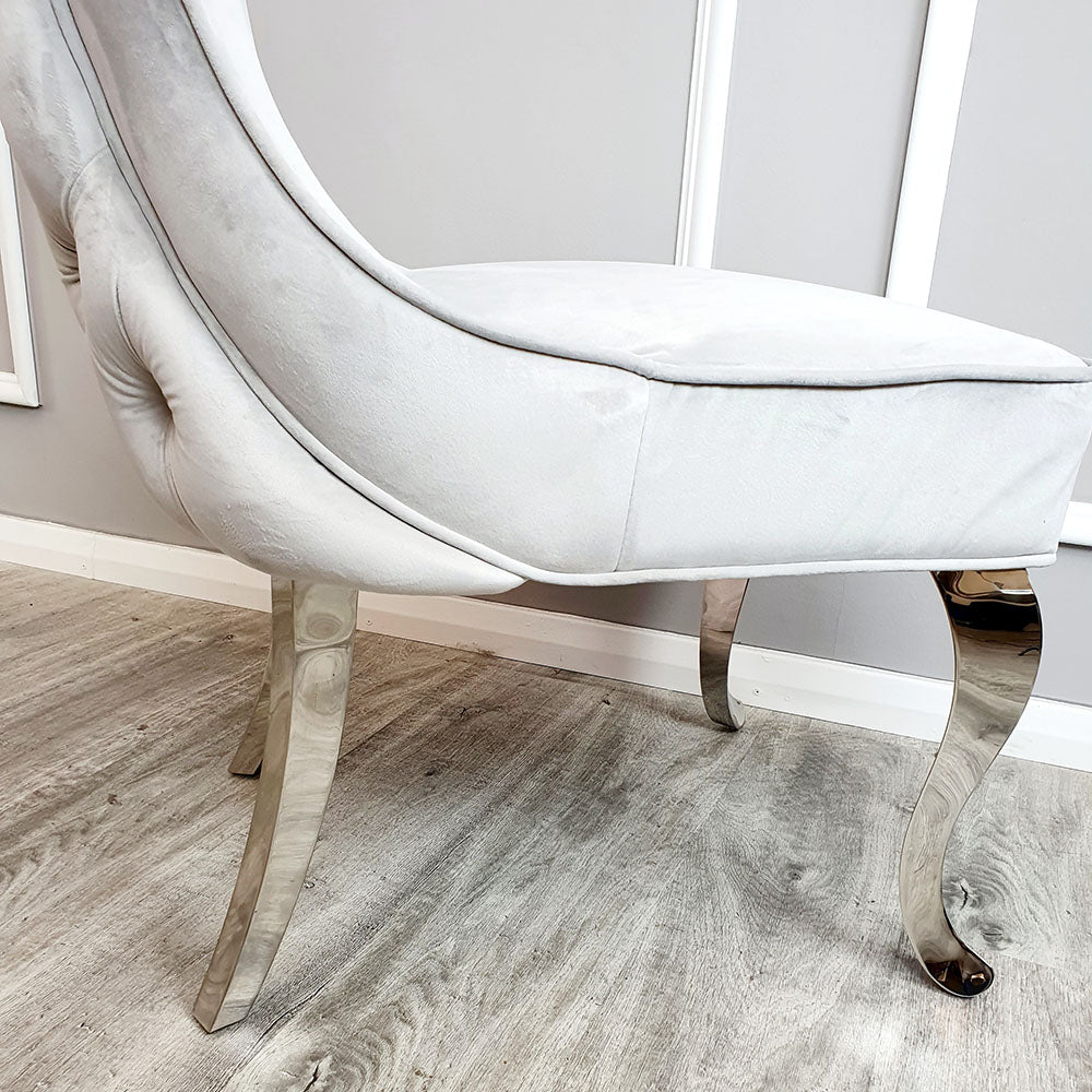 Sandhurst Dining Chair in Light Grey Velvet